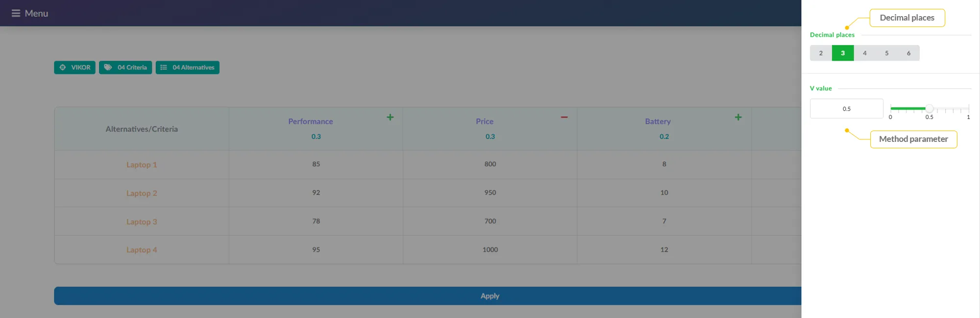 Settings Panel